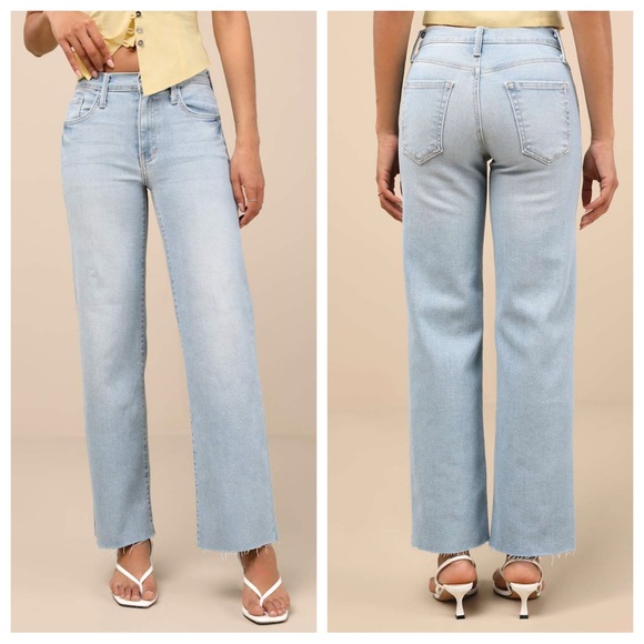 Lulus Denim - Lulus Just Black Trending Intention Light Wash Slim Palazzo Jeans